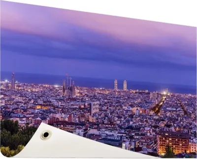 Produktbild von Gartenposter - 60x40 cm - Barcelona Skyline in der Abenddämmerung  - Modernes Wandbilder - Europäische Städte