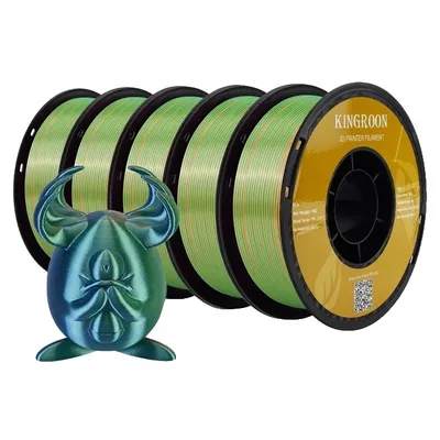 Obrázok produktu pre filament pre 3D tlačiarne, hodvábny povrch, trojfarebný, modrozelenooranžový