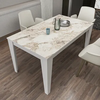 Produktbild von Skye Decor, Bud - White, Esstische, Weiß, Melamin-Spanplatte, 145 x 75 x 85 cm