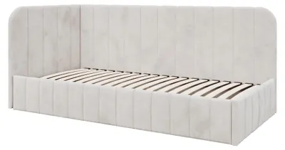 Produktbild von Jugendbett Mario 100x200 cm, Polsterbetten mit Bettkasten, Moderner Riviera-Stoff, Beige, Links