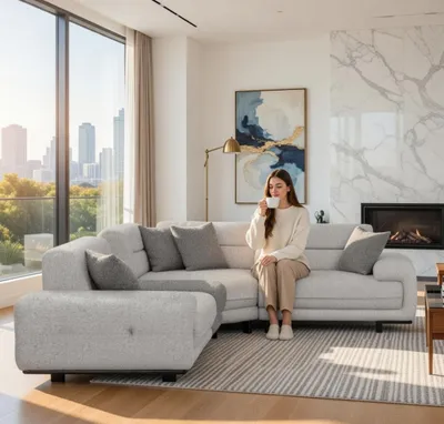 Zdjęcie produktu dla Elegancka sofa zapewniająca chwile relaksu i stylowe wnętrze