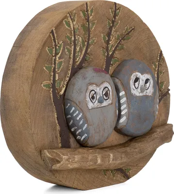 Produktbild von Moritz Eulen Deko Eulenfigur 29x28x10 cm Eulen Figuren Skulptur Eulenpärchen aus Holz tolles Geschenk