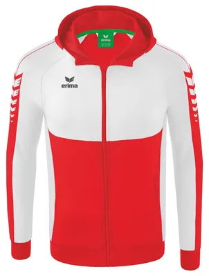 Produktbild von Erima Six Wings Trainingsjacke mit Kapuze Rot/Weiß - XXL