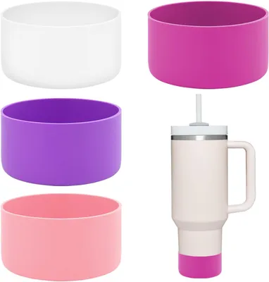 Produktbild von Set von 4 Silikonflaschenhüllen, Rosa Serie, -frei, für Quencher Adventure 100 oz, IceFlow 60oz/30oz