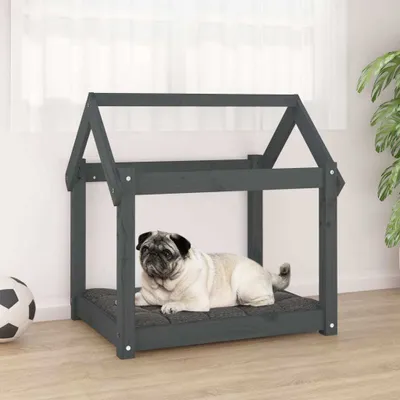 Image de The Living Store Lit pour chien gris 71x55x70 cm bois massif pin