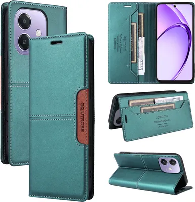 Produktbild von Handyhülle für Oppo A60/A3X 4G/A3 5G/A3 4G Hülle, Leder Flip Wallet Kartenfach Stand Schutzhülle Grün