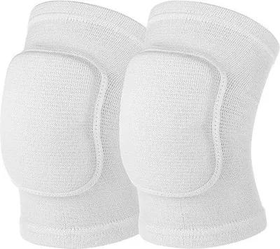 Image de Deux genouillères de sport, protection des genoux, matière respirante, antidérapantes, souples et confortables, pour des sports tels que le volley-ball, le jogging, la danse, le tennis, etc. (blanc, taille M)
