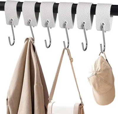 Produktbild von Weisse Lederhaken 6 Stück ideal für Garderobe