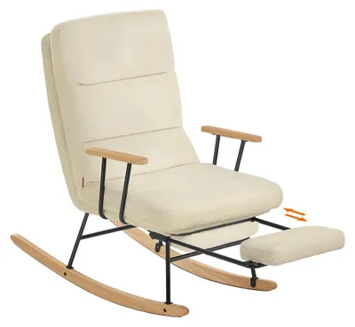 Produktbild von SONGMICS HOME Schaukelstuhl, Füße aus Kautschukholz, Fleece Oberfläche