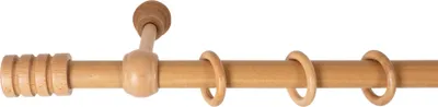 Produktbild von SN Deco - Stilgarnitur Gardinenstange Vorhangstange Pisa, Holz, 28 mm, 1-Lauf, Komplettset mit Ringen, Farbe Eiche, 140 cm