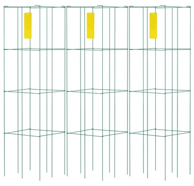 Produktbild von Tomatenkäfige, 37 x 37 x 100 cm, 3er-Set quadratische Pflanzenstützkäfige, robuste
