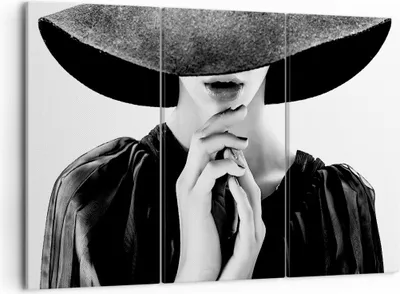 Produktbild von Bild auf Leinwand - Leinwandbild - 3 Teile - Frau Hände Hut - 105x70cm - Wand Bild - Wanddeko - Wandbilder - Leinwanddruck - Bilder - Wanddekoration - Leinwand bilder - Wandbild - CE105x70-5128