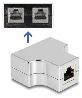 Immagine prodotto di DELOCK RJ45 Splitter/T-Adapter 1xRJ45 zu 2xRJ45 Cat.5e STP