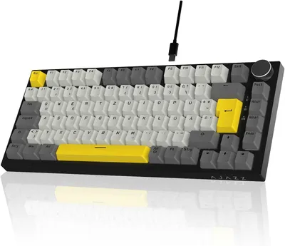 Produktbild von 75% Kabelgebundene Mechanische Gaming-Tastatur mit 82 Tasten, Hot-Swap, Lautstärkeregler, RGB, PBT-Tastenkappen, Gasket-Struktur, QWERTZ Layout