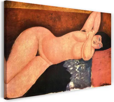 Produktbild von Leinwandbild (60x40cm): Amedeo Modigliani - Sich räkelnde Nackte, echter Holz-Keilrahmen inkl. Aufhänger, handgefertigt in Deutschland