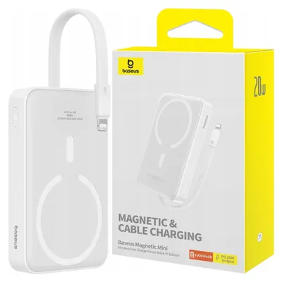 Obrázek produktu pro Baseus MAGSAFE MINI WIRELESS POWERBANK 10.000 MAH 20W-BEYAZ, 10000 mAh, Lithium-polymerová (LiPo), Bílá