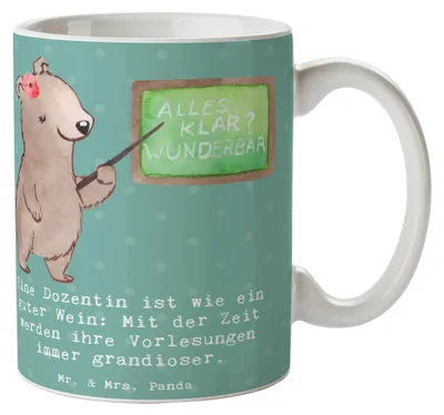 Produktbild von Mr. & Mrs. Panda Tasse Dozentin Genuss - Meeresbrise - Geschenk, Berufsprodukte, Trinkbecher, Wertschätzung, Entwicklung, handgefertigte Geschenke, Berufe, Geschenktasse