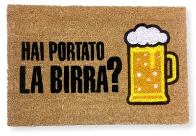 Fußmatte 40x60 cm, Kokos, Antirutsch, Spruch „Bier mitgebracht?“