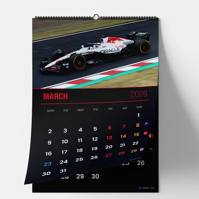 Immagine prodotto di Calendario Formula 1 2026 A3 - Calendario delle corse di F1 con foto di auto di F1 in buona qualità, carta 300g/m2