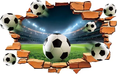 Produktbild von Wandsticker Fußball 3D Effekt, 58x38 cm, wasserfest, für Kinderzimmer
