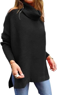 Damen Turtleneck Pullover mit langen aus 100% Baumwolle, Hauptbild