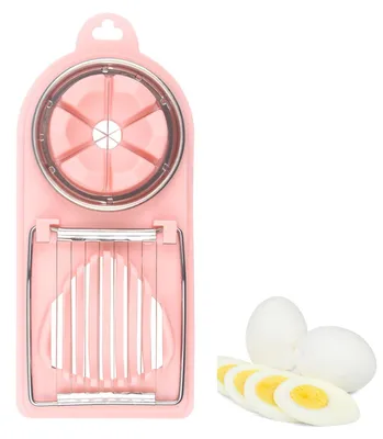 Eierschneider 2-in-1, handbetrieben, multifunktional, rosa