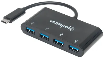 Produktbild von MANHATTAN USB 3.1 Gen1 TypC-Hub 4 USB A-Ports Strom über USB