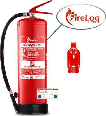 Produktbild von FireLoq 9L Wasser Feuerlöscher für Brandklasse A mit 13A ergibt 4LE Dauerdruck inkl. Prüfnachweis,Wandhalter und Manometer