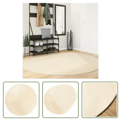 Obrázek produktu pro The Living Store Koberec HUARTE s krátkým vlasem, měkký a omyvatelný, krémový Ø 200 cm
