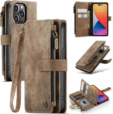 Produktbild von Caseme C30 iPhone 14 Pro Hülle Klapphülle Geldbörse - Braun