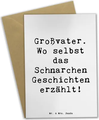 Produktbild von Mr. & Mrs. Panda Grußkarte Spruch Großvater Geschichten - Weiß - Geschenk, Großeltern, Geschenke, Grußkarten, für, einladungskarten, weihnachtskarten, Weihnachten, Humor