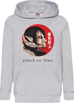 Obrázek produktu pro Dětská Mikina S Kapucí Japan Manga Comics Anime Attack Anime On Titan Eren Yeager 06 Var-014 Yeager Hero, 12-13 Jahr - 152 / Vřesově šedá