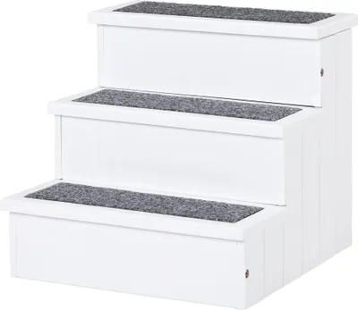 Produktbild von Haustier- und Hundetreppe - 3-stufig - Mit Stauraum - Tragbar - Teppichbezogen - Holz