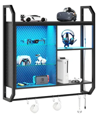 Produktbild von Hängendes Küchenregal mit LED-Beleuchtung - 84 cm und 4 Glasböden