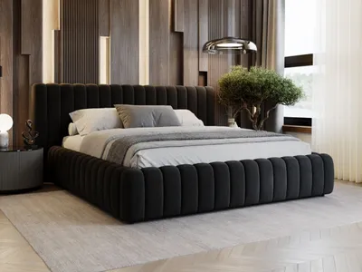 Produktbild von GrainGold Polsterbett Bliss 140x200 cm - Bett 140x200, Polsterbett mit Bettkasten und Lattenrost -Schwarz (Royal 31)