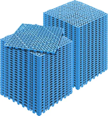 Productafbeelding van In elkaar grijpende tegels, 55 stuks. Vloertegels, drainagevloertegels, vloertegels 30 x 30 cm, geschikt voor buiten. Vierkante vloertegels voor terras, PVC vloertegels voor badkamer, toilet, blauw