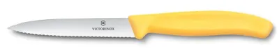 Image de Swiss Classic, couteau à légumes, 10cm, ondulé, pointu moyen, jaune