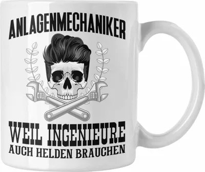 Produktbild von Trendation - Anlagenmechaniker Tasse Geschenk Spruch Männer Weil Ingenieure Auch Helden Brauchen (Weiß)