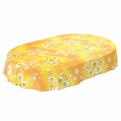 Produktbild von Tischdecke Wachstuch Blumen Gelb Robust Wasserabweisend Oval Breite 140 cm Länge 180 cm