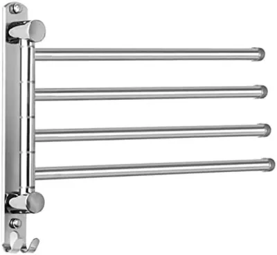 Produktbild von PolkaHome® 4-armige drehbare Handtuchhalter aus Edelstahl – platzsparend, 358 x 248 x 30 mm