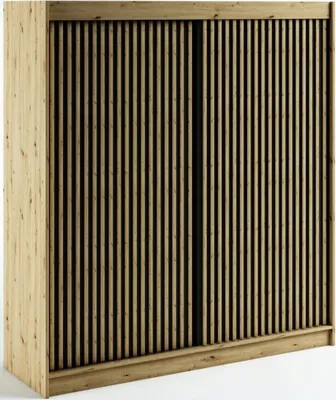 Produktbild von Schwebetürenschrank LAMELO 1 200 mit Zierstreifen, Kleiderschrank für Schlafzimmer, Modern Design