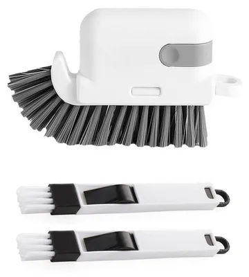 3-in-1 Reinigungsbürste mit 2 Fugenbürsten, grau