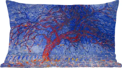 Produktbild von MuchoWow® Zierkissen Sofakissen Wohnzimmer Dekokissen 50x30 cm Roter Baum - Piet Mondrian - Wohnzimmerdekoration - Polster mit Photo