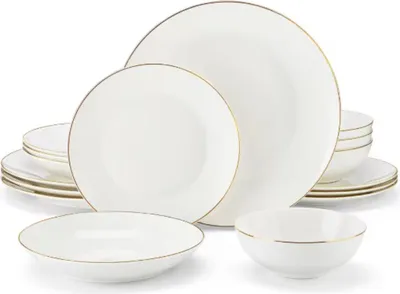 Produktbild von Dynastic Tafelservice – 4 Personen – 16-teilig – Keramik Weiß – Eßteller & Frühstücksteller