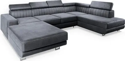 Produktbild von Masseno Ecksofa SIENA R-S mit Schlaffunktion U-Form, Sofa mit Bettkasten, Wohnzimmersofa, Couch, Soffa, Bettsofa, Couchgarnitur- Grau, MONOLITH 85