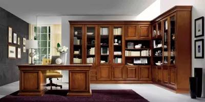 Image de Bureau classique Meubles de bureau en bois Table brune Meubles de bureau