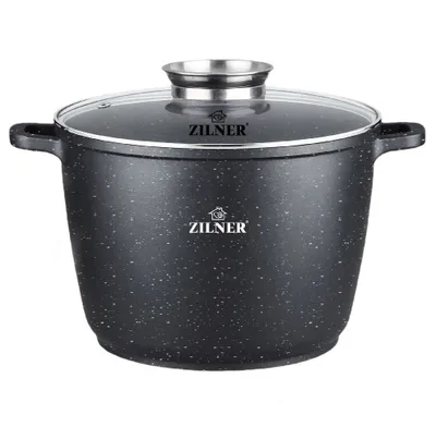 Produktbild von Töpf Kochtopf 6.2L 24Cm Mit Glasdeckel Marmorbeschichtung Zilner Zl-7009