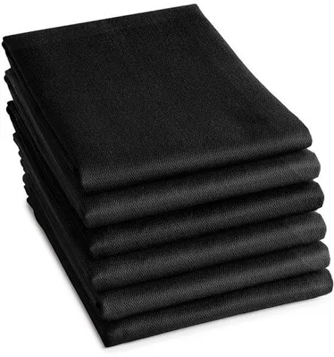 Zdjęcie produktu dla Zestaw 6 ręczników kuchennych Unyqoos® DDDDD – 100% bawełna, 60 x 65 cm, czarny, tkanina żakardowa, wysoka chłonność, 240 g/m²