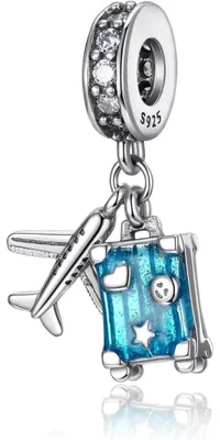 Obrázek produktu pro Šarm, přívěsek, motýl, srdce, stříbro 925, zirkony, otvor 4 mm, pro dámské náhrdelníky a náramky