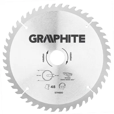 Zdjęcie produktu dla GRAPHITE Tarcza do pilarki, widiowa, 216 x 30 mm, 48 zębów